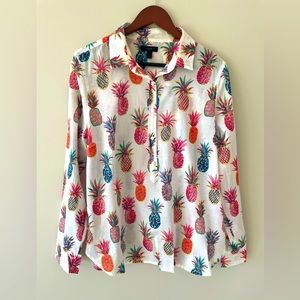 J.Crew Pineapple Print Popover - size 14